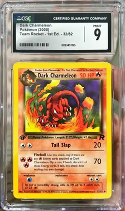 2000 Pokemon Team Rocket 1st Edition Dark Charmeleon 32/82 CGC 9 Mint - Image 1