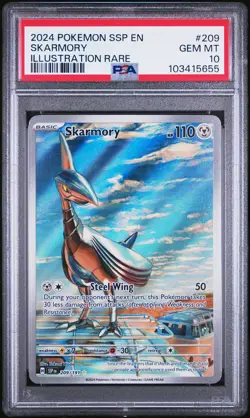2024 POKEMON SSP EN-SURGING SPARKS ILLUSTRATION RARE #209 SKARMORY PSA 10 - Image 1
