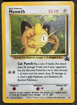 Pokemon - Meowth Holo - Light Play LP - 1999 WotC Black Star Promo 10 - Image 1