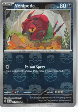 Venipede 054/086 Masterball Reverse Holo Black Bolt Pokemon NM okayamatakatoshi - Image 1