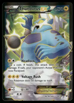 Thundurus EX 98/108 Ultra Rare Roaring Skies Pokemon Holo Lightly Played - Image 1