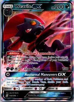 Weavile GX 132/236 Holo GX Rare Unified Minds Pokemon Near Mint - Image 1