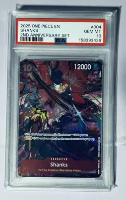 PSA 10 Gem Mint One Piece 2nd Anniversary OP09-004 Shanks English - Image 1