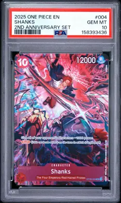 PSA 10 Gem Mint One Piece 2nd Anniversary OP09-004 Shanks English - Image 3
