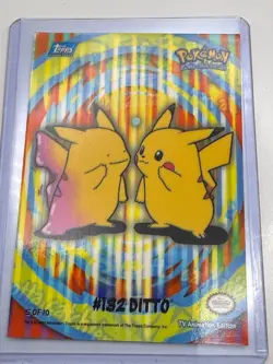 Pokemon Topps 2000 TV Animation Series 2 Stick-Ons #132 Ditto Card 5 of 10 (NM) - Image 1