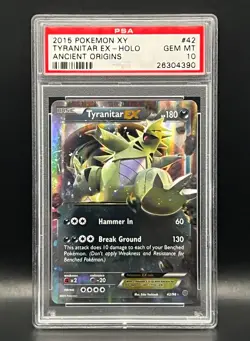 Tyranitar EX #42 Ultra Rare Holo- 2015 Pokemon Ancient Origins- PSA 10 - LOW POP - Image 2