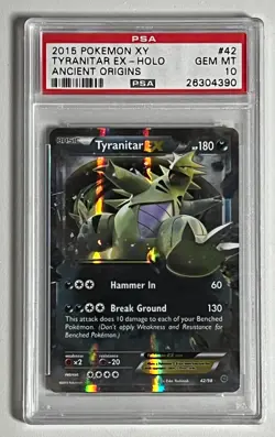 Tyranitar EX #42 Ultra Rare Holo- 2015 Pokemon Ancient Origins- PSA 10 - LOW POP - Image 4