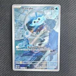Pokemon TCG Paradox Rift Mantyke Full Art Holo Card Illustration Rare 189/182 - Image 1
