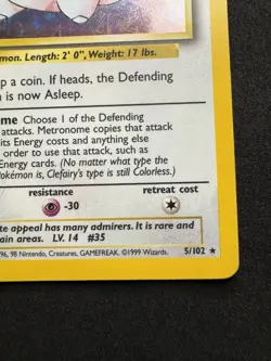 Clefairy 5/102 1999 Base Set Holo Rare Vintage WOTC Pokemon TCG Cards - Image 5