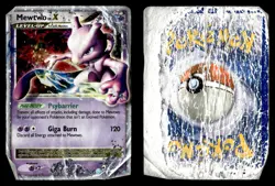 Mewtwo LV.X DP28 Promo Holo Diamond and Pearl Pokemon Card DAMAGED DESTROYED - Image 1