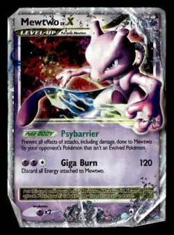 Mewtwo LV.X DP28 Promo Holo Diamond and Pearl Pokemon Card DAMAGED DESTROYED - Image 2