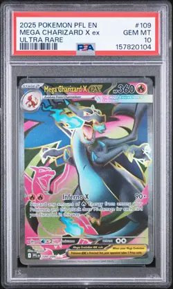 2025 POKEMON PFL EN-PHANTASMAL FLAMES ULTRA RARE #109 MEGA CHARIZARD X EX PSA 10 - Image 1