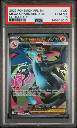 2025 POKEMON PFL EN-PHANTASMAL FLAMES ULTRA RARE #109 MEGA CHARIZARD X EX PSA 10 - Image 1