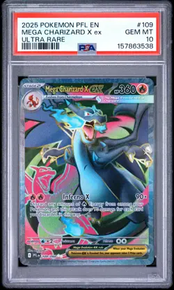 2025 POKEMON PFL EN-PHANTASMAL FLAMES ULTRA RARE #109 MEGA CHARIZARD X EX PSA 10 - Image 1