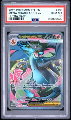 2025 POKEMON PFL EN-PHANTASMAL FLAMES ULTRA RARE #109 MEGA CHARIZARD X EX PSA 10 - Image 1