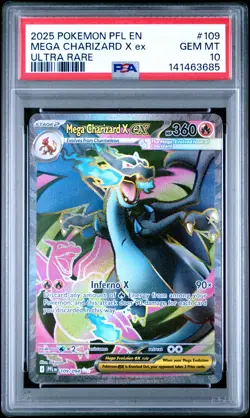 2025 POKEMON PFL EN-PHANTASMAL FLAMES ULTRA RARE #109 MEGA CHARIZARD X EX PSA 10 - Image 1