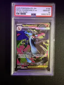 2025 POKEMON PFL EN-PHANTASMAL FLAMES ULTRA RARE #109 MEGA CHARIZARD X EX PSA 10 - Image 1