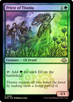 Magic The Gathering MTG PRIEST OF TITANIA FOIL Modern Horizons 3 NM Near Mint - Image 1