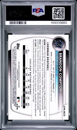 PSA 10 GM 2025 Bowman Draft Brandon Compton Chrome Auto Aqua Lava Ref 1st #/199 - Image 2