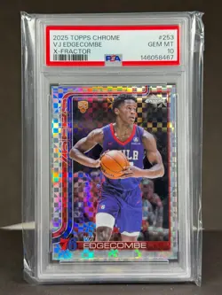 Vj Edgecombe 2025-26 Topps Chrome RC X-Fractor Rookie #253 PSA 10 GEM MINT - Image 1