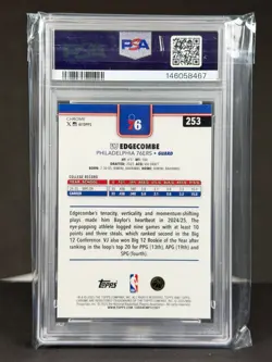 Vj Edgecombe 2025-26 Topps Chrome RC X-Fractor Rookie #253 PSA 10 GEM MINT - Image 2