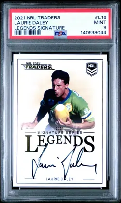 LAURIE DALEY *PSA* NRL Traders 2021 Legend Signature L18 #141/208 - Image 1
