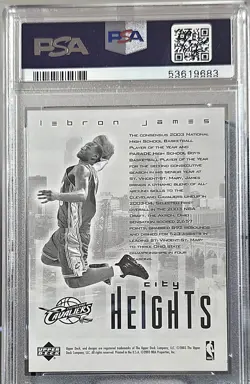 2003 Upper Deck LeBron James Redemption Special City Heights PSA 9 Mint Rookie - Image 2