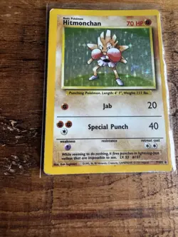 WOTC Hitmonchan Base Set 7/102 Holo Rare English 1999 70 HP Pokemon TCG Card - Image 5