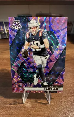 2025 Panini Mosaic - Drake Maye #28 Reactive Purple Mosaic Prizm - Image 1