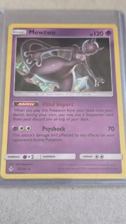 Pokemon Mewtwo 75/214 Unbroken Bonds Cracked Ice Holo Card NM/M Condition - Image 1