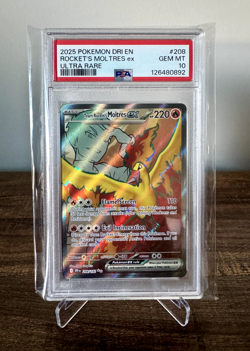 2025 Pokemon TCG Destined Rivals Team Rocket's Moltres Ultra Rate Gem Mint 10! - Image 1