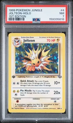 1999 POKEMON JUNGLE 1ST EDITION #4 JOLTEON-HOLO PSA 7 - Image 1