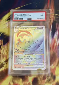 Pokemon Go Full Art Mewtwo VSTAR Rainbow Secret Rare 079/078 PSA 9 Mint - Image 1