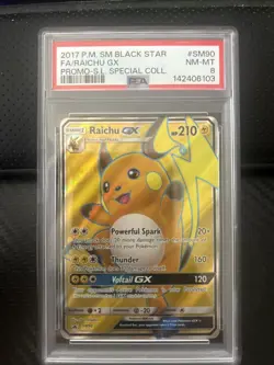 POKEMON 2017 Sun Moon Promo Special Coll Full Art RAICHU GX #SM90 PSA 8 RARE - Image 1