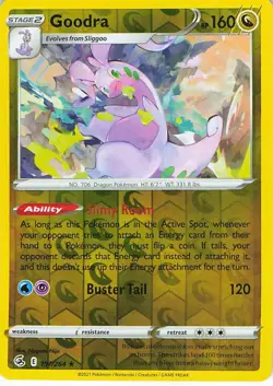 Goodra 197/264 Rare Fusion Strike Pokemon Reverse Holo Near Mint - Image 1