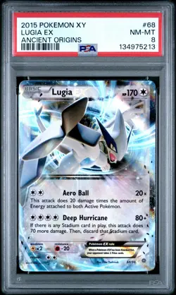 2015 POKEMON XY ANCIENT ORIGINS #68 LUGIA EX PSA 8 - Image 1