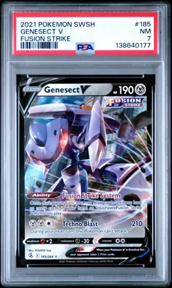 2021 POKEMON SWORD & SHIELD FUSION STRIKE #185 GENESECT V PSA 7 - Image 1