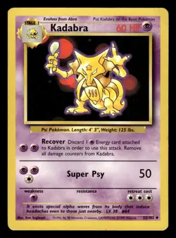 Kadabra 32/102 Uncommon Base Set Pokemon Card - 4 - Image 1
