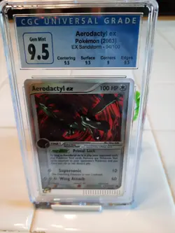 2003 Pokemon EX Sandstorm Aerodactyl ex 94/100 CGC 9.5 GEM MINT border swirls - Image 1