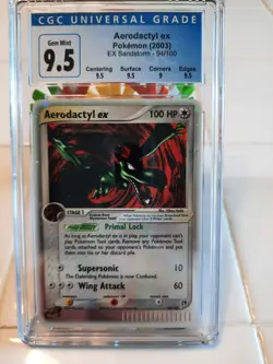 2003 Pokemon EX Sandstorm Aerodactyl ex 94/100 CGC 9.5 GEM MINT border swirls - Image 3