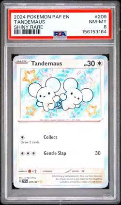 2024 POKEMON PAF EN-PALDEAN FATES SHINY RARE #209 TANDEMAUS PSA 8 - Image 1