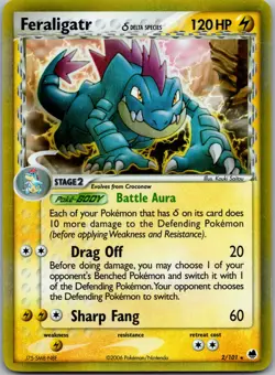 FERALIGATR Δ 2/101 HOLO R DRAGON FRONTIERS POKEMON REVERSE HOLO LP - Image 1