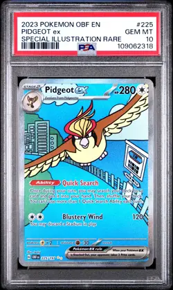 2023 POKEMON OBF EN-OBSIDIAN FLAMES SPECIAL ILLUSTRATION RARE PIDGEOT EX PSA 10 - Image 1