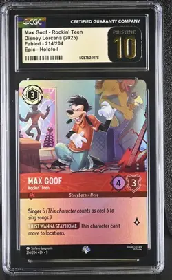 Disney Lorcana Fabled Epic Holo Max Goof Rockin' Teen #214 *CGC 10 PRISTINE* - Image 1