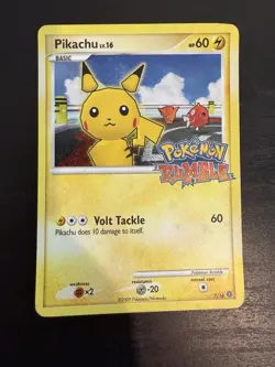 Pokemon TCG 2009 Vintage Pikachu Holo Stamped Card 7/16 Pokemon Rumble - Image 1