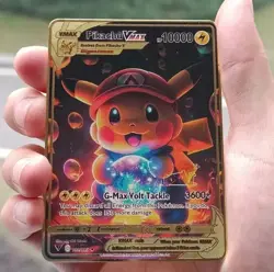 POKEMON MARIO PIKACHU METAL COLLECTABLE CARDS 10000HP VMAX FunArt - Image 1