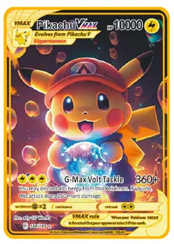 POKEMON MARIO PIKACHU METAL COLLECTABLE CARDS 10000HP VMAX FunArt - Image 2