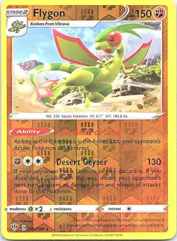 Flygon REVERSE HOLO 091/189 DARKNESS ABLAZE Rare Pokemon - Image 1