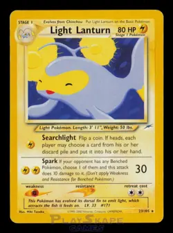 Pokemon Card Light Lanturn 23/105 Neo Destiny Unlimited Rare Vintage MP 2002 - Image 1