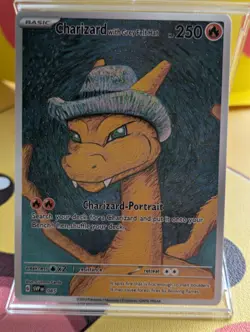 FAN ART! Charizard in Grey Felt Hat Van Gogh Style Fan Art Card - Image 1